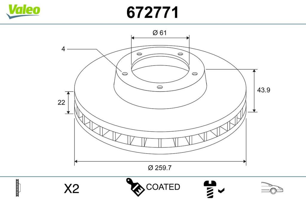 Disques de frein VALEO ref. 672771